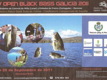 Cartel anunciador del campeonato gallego de 'black-bass' de 2011.