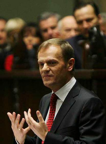 Donald Tusk, durante su discurso en el Parlamento ayer en Varsovia.