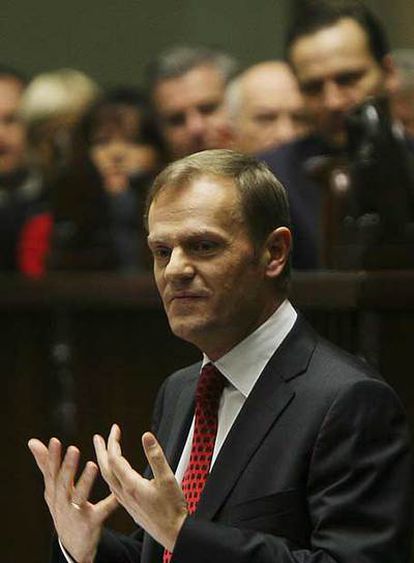 Donald Tusk, durante su discurso en el Parlamento ayer en Varsovia.