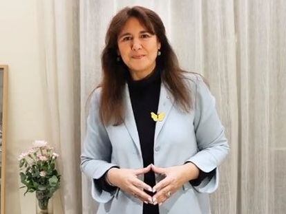 La presidenta de Junts, Laura Borràs, en un vídeo tras su juicio el pasado jueves.