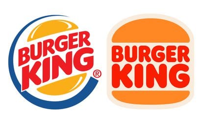 Burger King está recuperando sus logos de mediados de los años ochenta. A la izquierda, el logo que tuvo en los dosmiles. A la derecha, el logo actual de la compañía.
