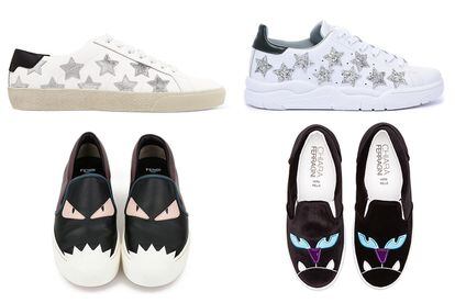 A la izquierda, zapatillas de Saint Laurent y Fendi. A la derecha, las inspiraciones de Chiara Ferragni.
