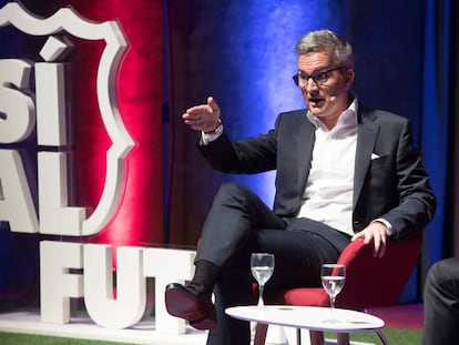 Víctor Font, en 2019, durante la presentación de su proyecto para presidir el FC Barcelona.