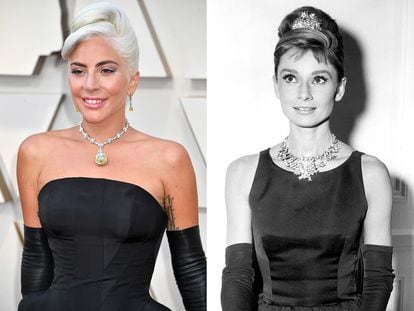 Lady Gaga emulando a Audrey Hepburn en los Oscar.