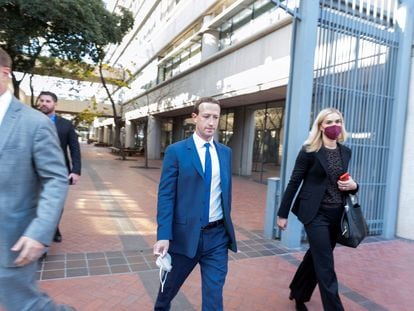 El fundador y jefe de Meta Platforms, Mark Zuckerberg, tras declarar en un juzgado de San José (California), en el caso sobre la empresa de realidad virtual Within.