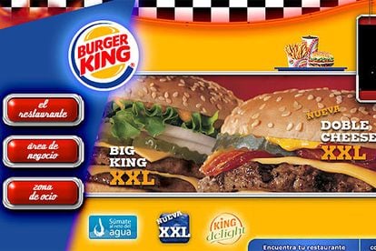 Página web de Burguer King con la hamburguesa XXL.