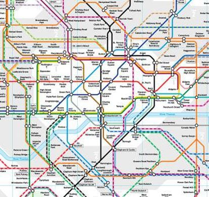 Mapa del metro de Londres, uno de los más grandes del mundo.