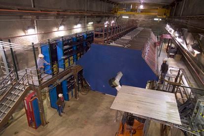 El gran detector subterráneo de neutrinos Minos, en EE UU, durante su construcción.