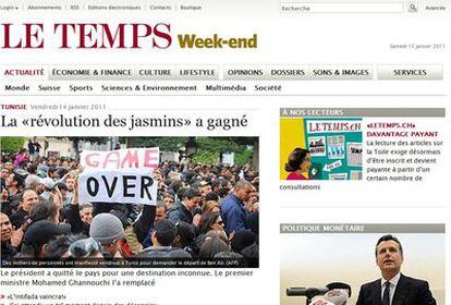 Página web del periódico francófono suizo 'Le Temps' el primero de su país en adoptar el modelo de pago por contenidos.