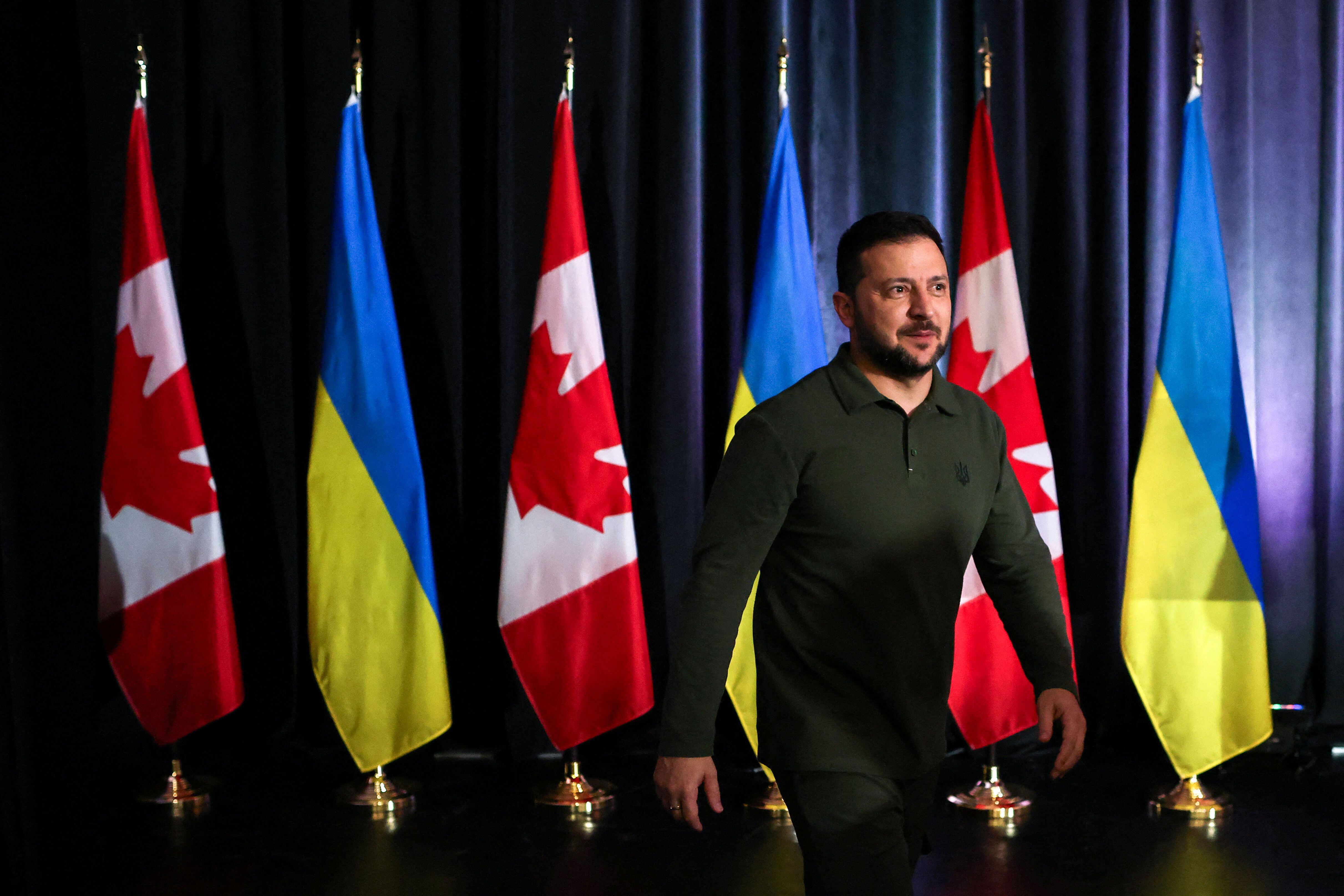 Ukraine's President Volodymyr Zelenskiy attends an event in Toronto, Ontario, Canada September 22, 2023. REUTERS/Carlos Osorio