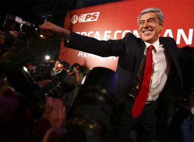 José Sócrates celebra su victoria electoral el pasado domingo en Lisboa.