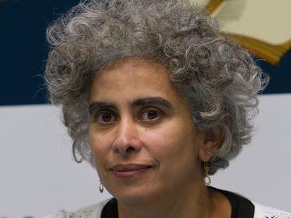La escritora palestina Adania Shibli, en la feria de Turín, en 2021.
