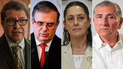 Los presidenciables Ricardo Monreal, Marcelo Ebrard, Claudia Sheinbaum y Adán Augusto López.