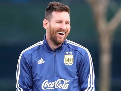 Messi, durante el entrenamiento de Argentina en Buenos Aires.