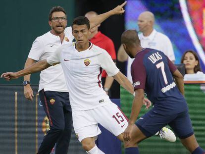 Moreno durante un amistoso frente al PSG. 