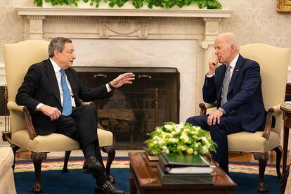 Joe Biden y Mario Draghi este martes en la Casa Blanca.