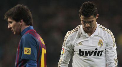 Messi y Cristiano, en un partido en el Bernabéu.
