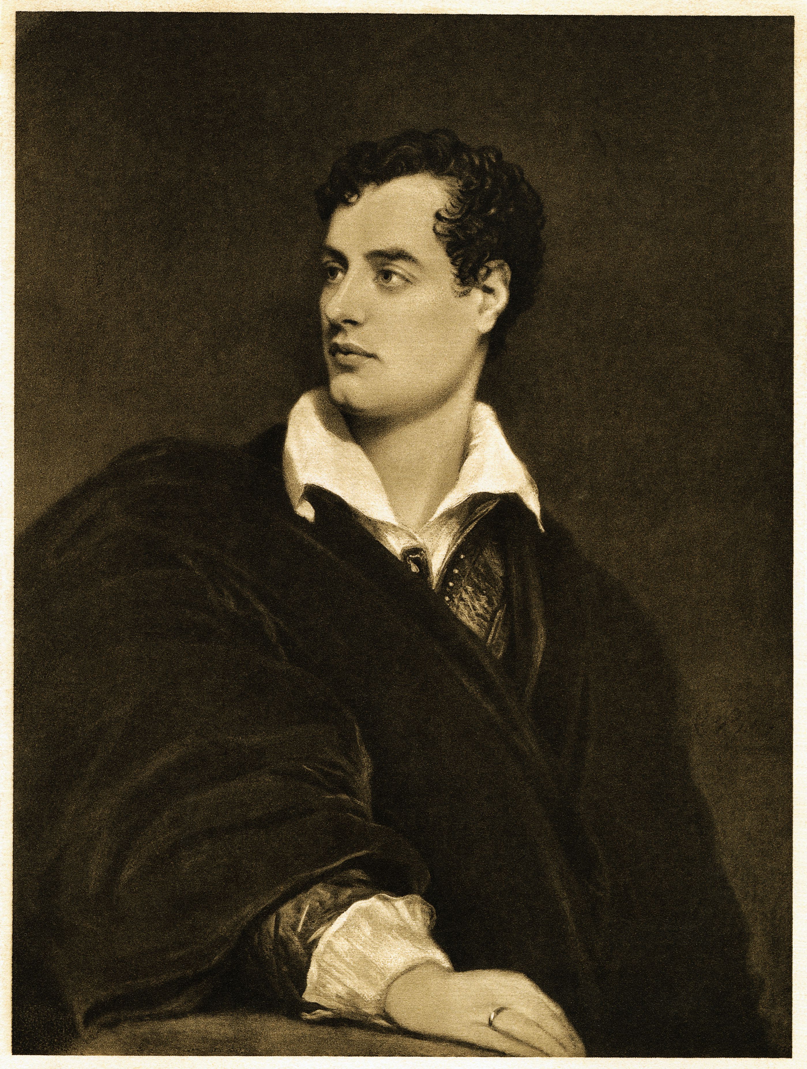 Retratro de Lord Byron basado en la pintura original de Thomas Phillips.
