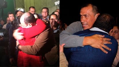 El momento de la liberación de Daniel García y Reyes Alpízar la noche del 23 de agosto de 2019 en el Estado de México.