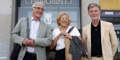 Los tres alcaldes, antes de su encuentro este jueves en Madrid.