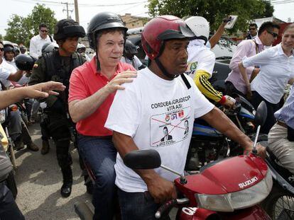 El presidente Santos este sábado en un acto electoral.