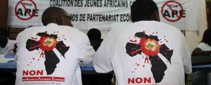 Rueda de prensa.jpg: Imagen de la rueda de prensa de la campaña celebrada el 24 de julio en Dakar.