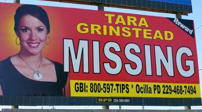 Cartel colocado en Ocilla, Georgia (EE UU), reclamando ayuda para encontrar a Tara Grinstead, ayer.