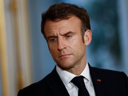 El presidente francés, Emmanuel Macron, el viernes en el Palacio del Elíseo.
