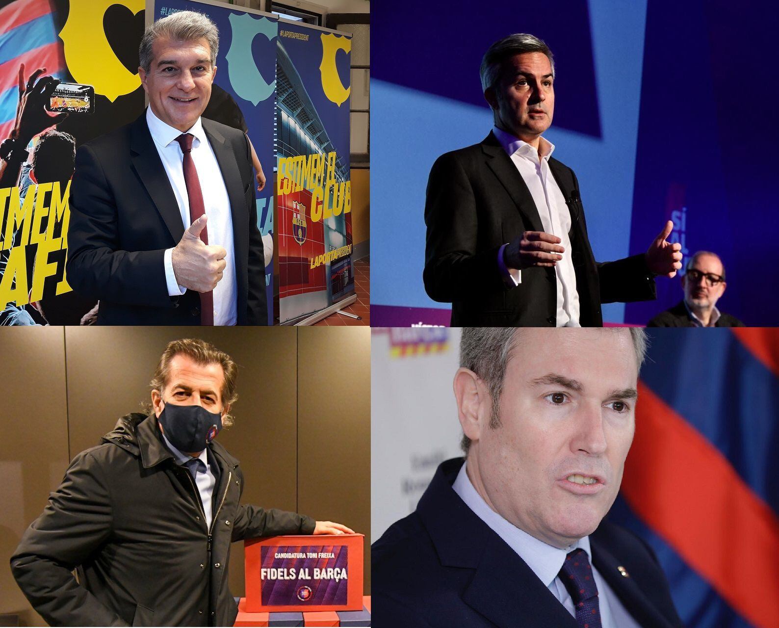 Los candidatos: Laporta, Font, Freixa y Rousaud.