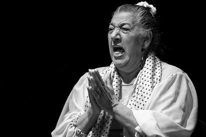 Paco Sánchez combinaba su trabajo como locutor musical y después como directivo con su pasión por la fotografía. En la imagen, Juana la del Pipa, en Jerez (2019).