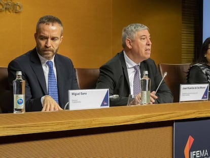 Miguel Sanz (director general deTurespaña), José Vicente de los Mozos  (presidente del comité ejecutivo de Ifema), Monica Bolaños (embajadora de Guatemala) y Javier Sánchez Prieto (consejero delegado de Iberia)