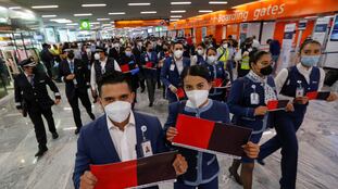 Trabajadores de la aerolínea Interjet en una protesta el viernes pasado en Guadalajara.