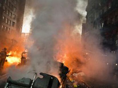 Disturbios tras la manifestaci&oacute;n del 29-M en Barcelona.