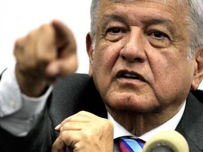 Andres Manuel Lopez Obrador en la rueda de prensa sobre el nuevo aeropuerto.