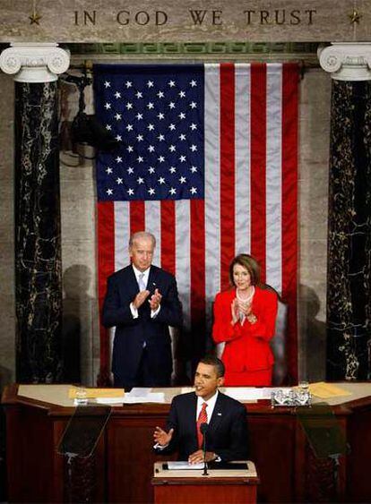 Obama, ayer durante su discurso ante el pleno del Congreso.