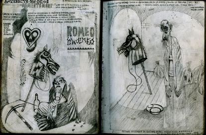 Bocetos de Sequeiros para el cómic 'Romeo muerto'.