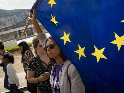 Protesta contra el Brexit en Gibraltar.