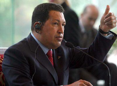 El presidente de Venezuela, Hugo Chávez, durante una rueda de prensa en Pekín.