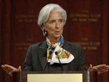 La directora del Fondo Monetario Internacional (FMI), Christine Lagarde, ofrece una conferencia antes de participar en la reunión del Club Económico de Nueva York (EE.UU.).