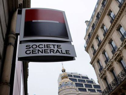 Logotipo de Société Générale en París. 