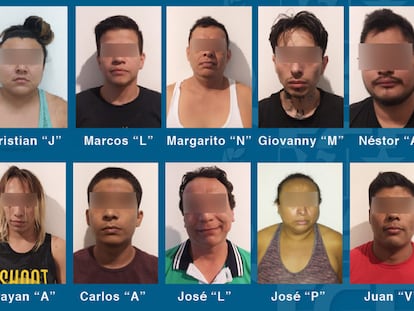 Fichas policiales de los 10 detenidos en Playa del Carmen por el asesinato de cuatro funcionarios.
