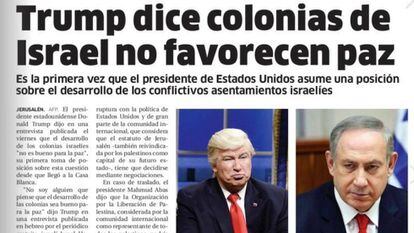 Página con la foto de Baldwin en lugar de Trump en el diario El Nacional.