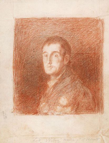 'Arthur Wellesley, primer duque de Wellington'. Francisco de Goya. Lápiz rojo sobre lápiz negro y grafito. 1812.