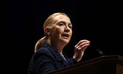 Hillary Clinton, durante su visita a Dublín.