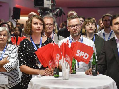 Miembros del SPD el días de las elecciones de Baviera. 
