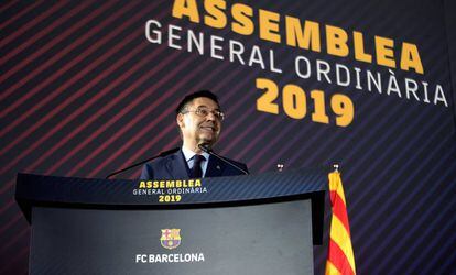 Josep Maria Bartomeu, en la Asamblea de Compromisarios del Barça.