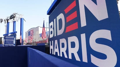 Carteles de la campaña de Joe Biden en Wilmington, Delaware