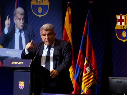 El presidente del FC Barcelona, Joan Laporta, el 14 de junio pasado.