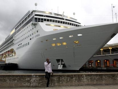 Un crucero de la compa&ntilde;&iacute;a MSC, en La Habana el 13 de enero de 2016. 