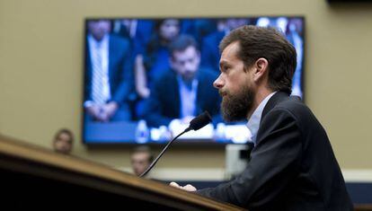 Jack Dorsey, en su comparecencia ante el comité del Senado, el 5 de septiembre.